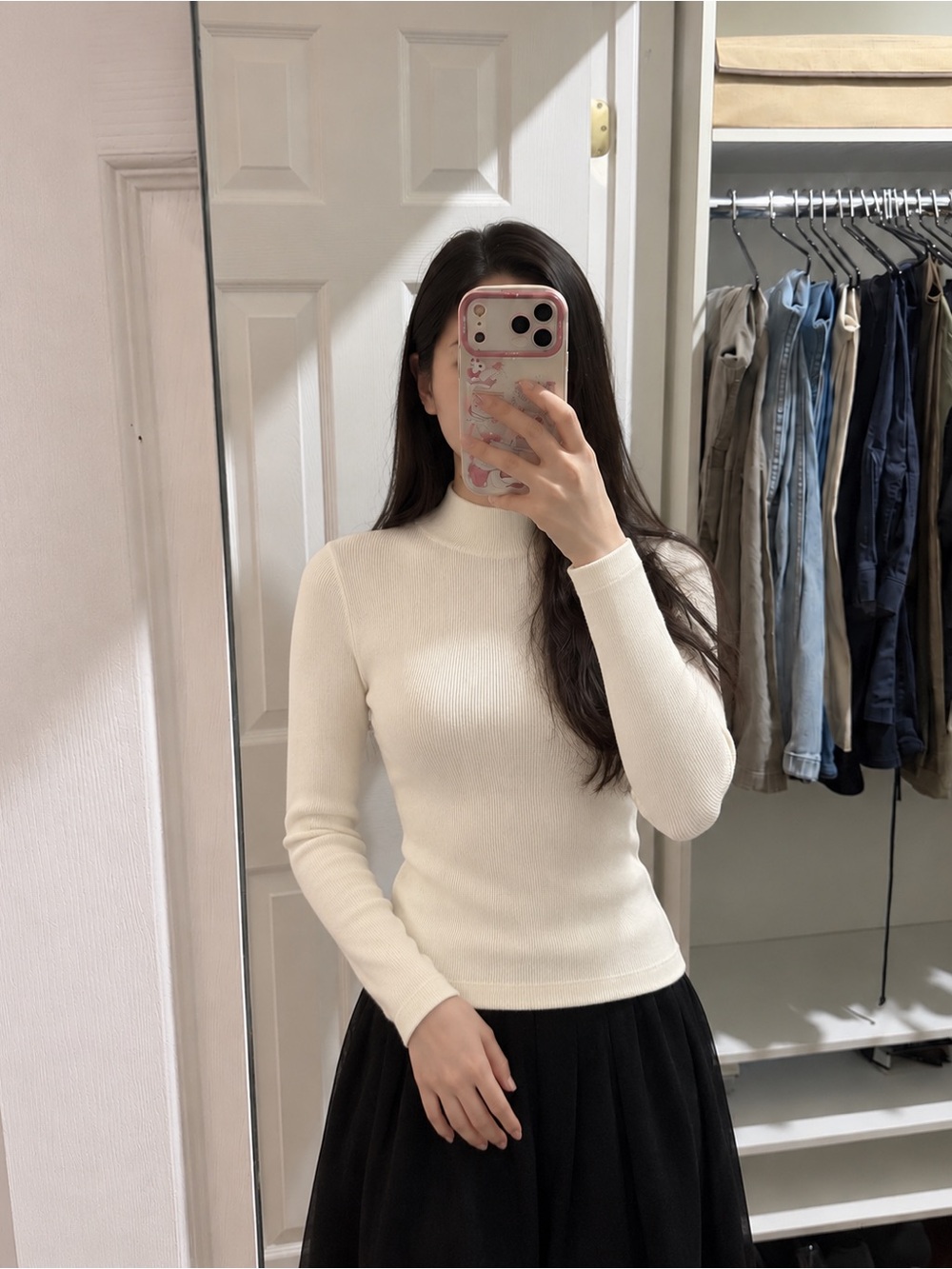 Cream Mock Neck Sweater — Sleek Everyday Layering